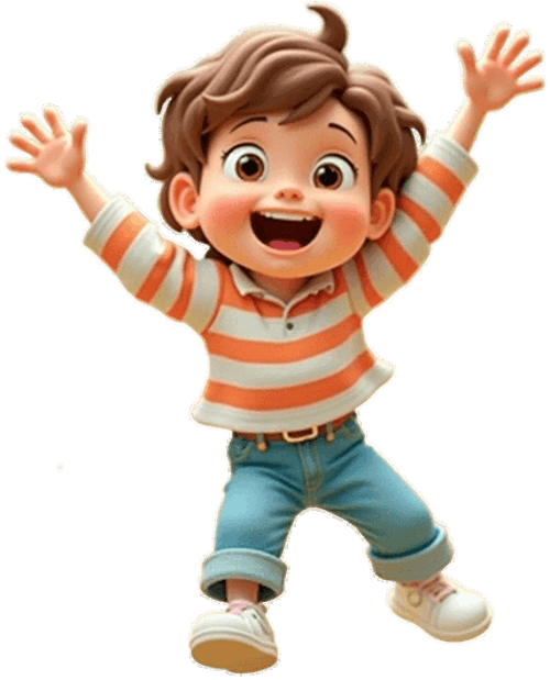 Happy child jumping for joy